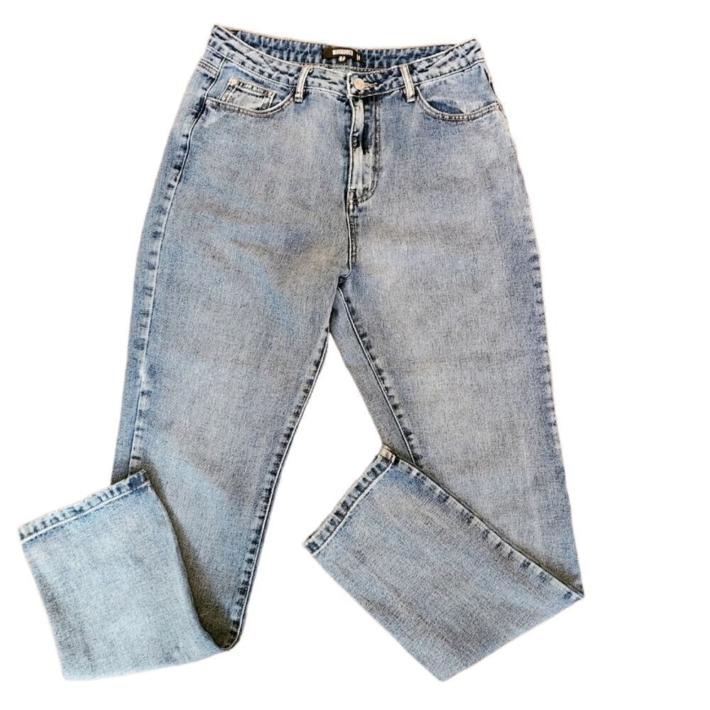 MISSGUIDED MED WASH DISTRESSED JEANS SIZE 8